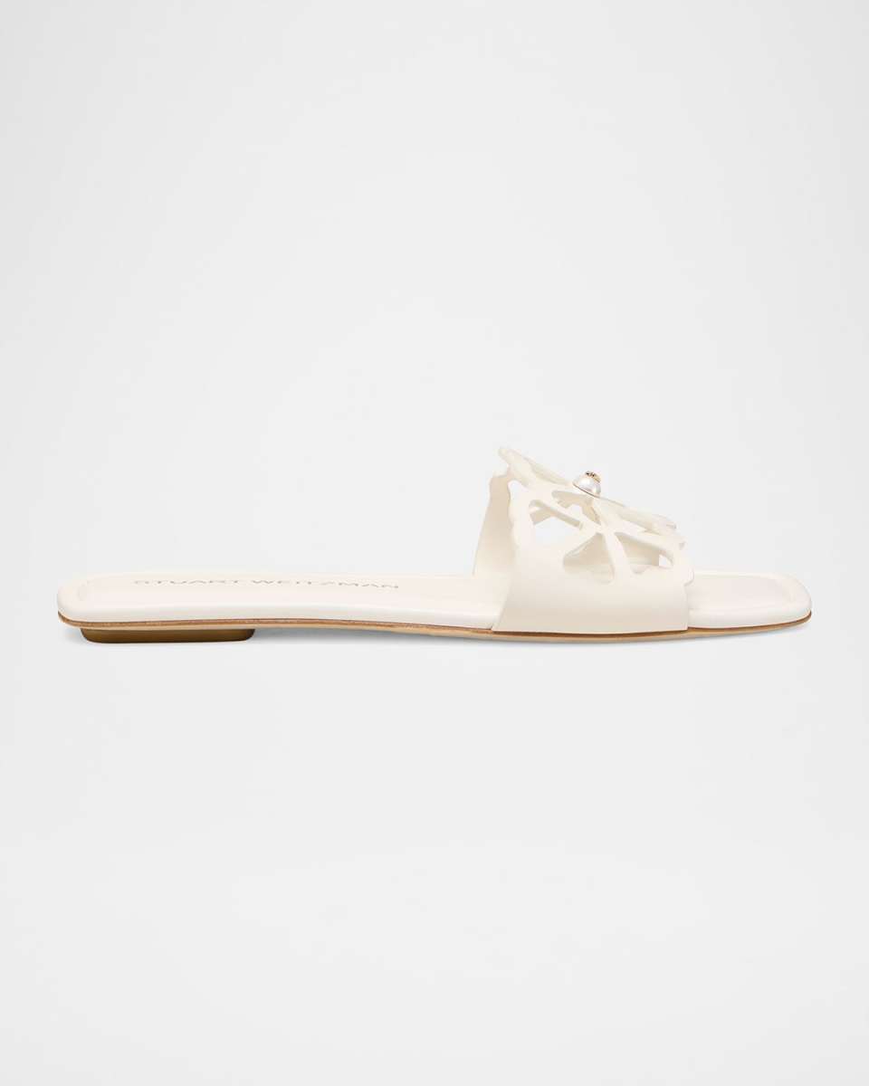 Jasmine Leather Cutout Flat Slide Sandals